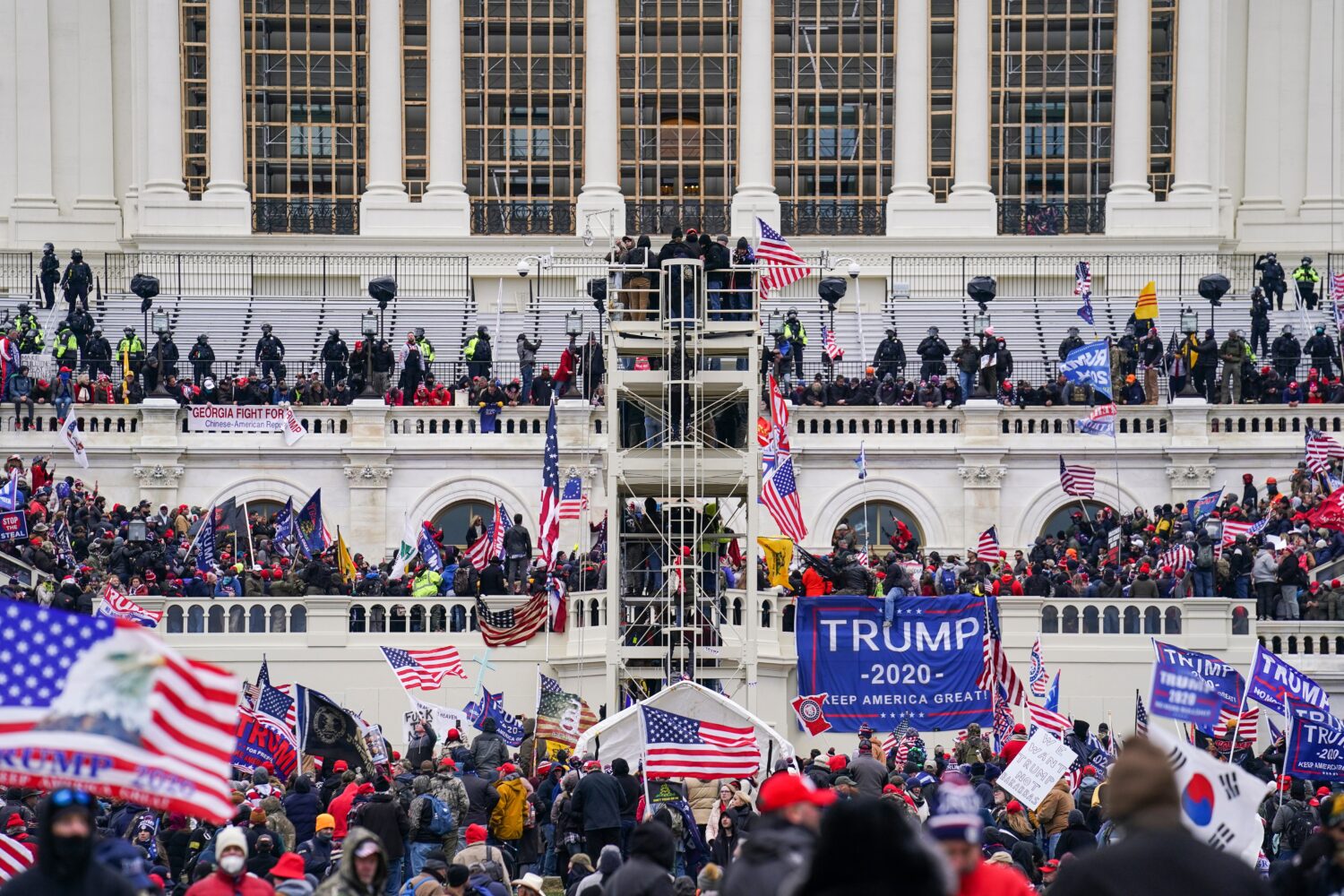 FILE - Insurrectionists loyal to President Donald Trump breach the Capitol in Washington, Jan. 6, 2...