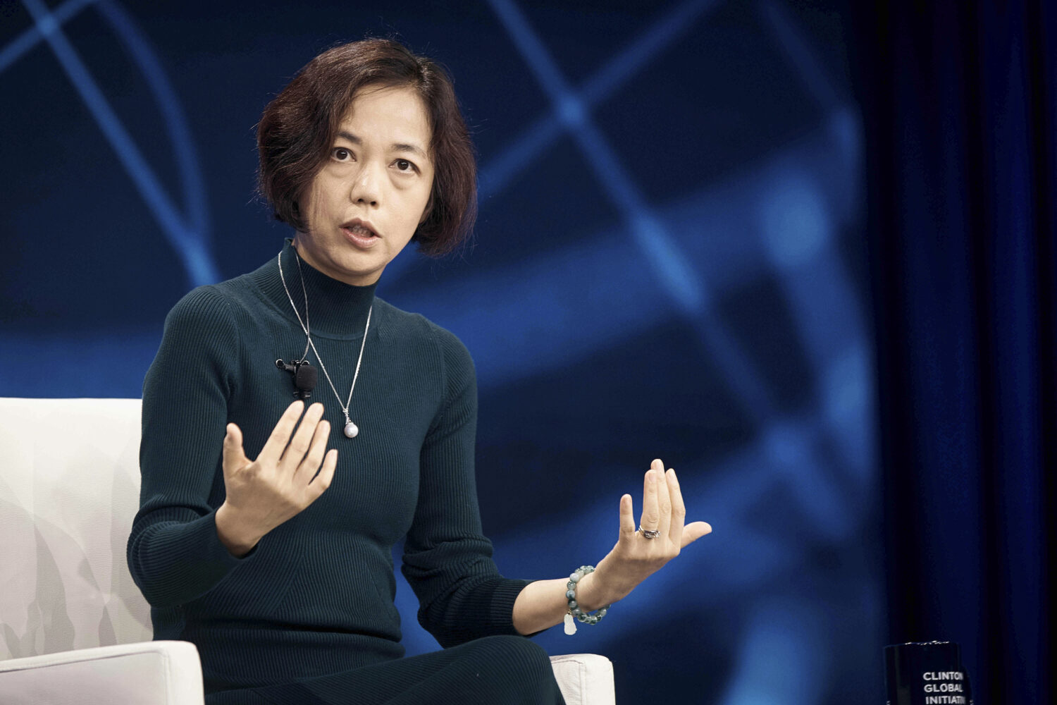 FILE - Computer scientist Fei-Fei Li speaks during the Clinton Global Initiative, Sept. 24, 2024, i...