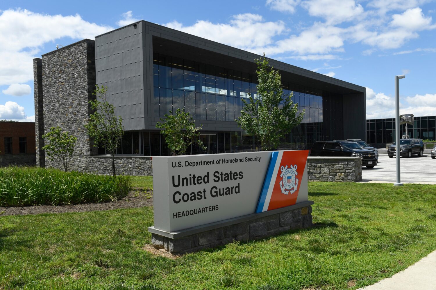 FILE - A view of the United States Coast Guard headquarters building in Washington, June 21, 2019. ...