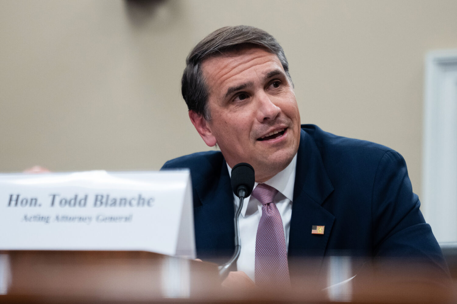Acting Attorney General Todd Blanche testifies before the House Appropriations Committee, Tuesday, ...
