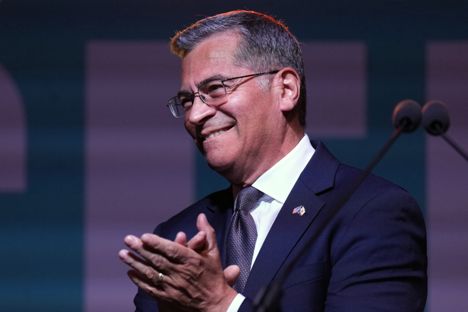 California gubernatorial candidate Xavier Becerra speaks during an election night event Tuesday, Ju...