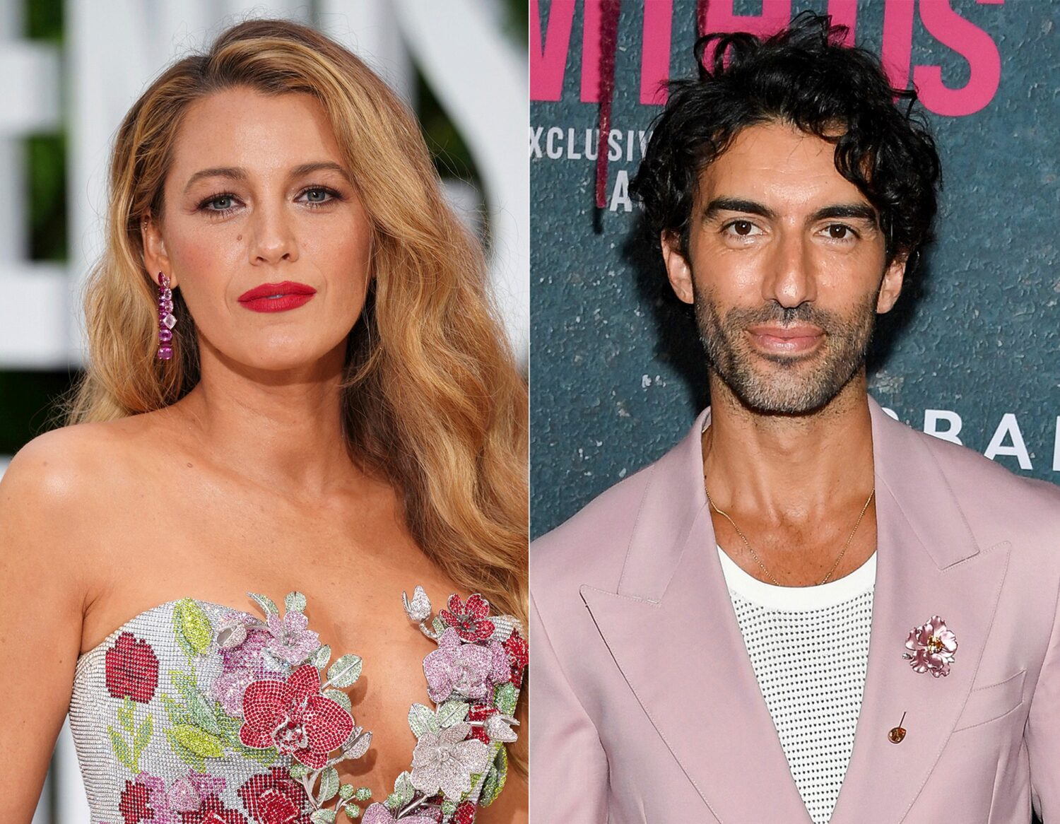 This combination of images shows Blake Lively at the London screening of the film "It 'Ends With Us...
