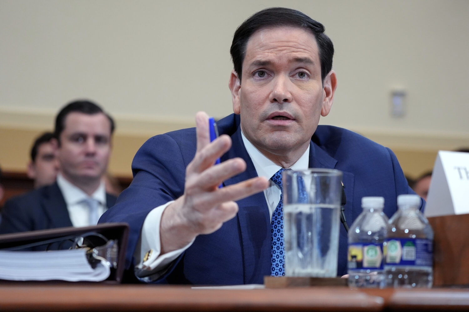 Secretary of State Marco Rubio speaks during a House Committee on Foreign Affairs hearing, Wednesda...