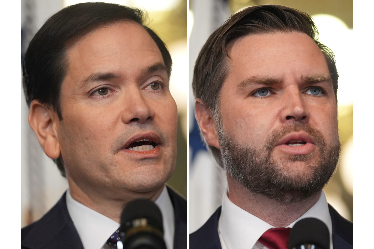 FILE - This combination of photos shows Secretary of State Marco Rubio, left, and Vice President JD...