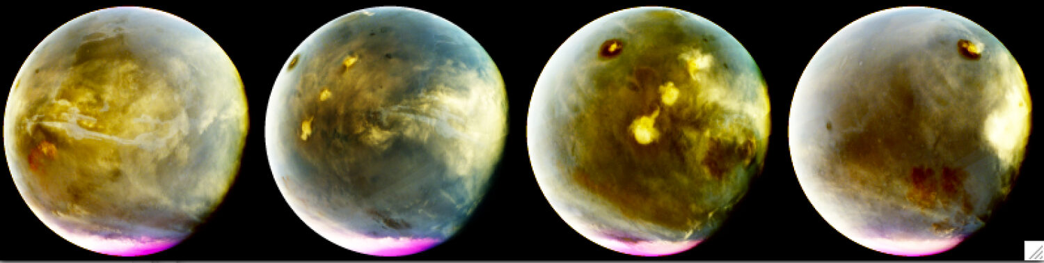 This image provided by NASA shows four-in-one photos of Mars taken by NASA's Maven spacecraft that'...