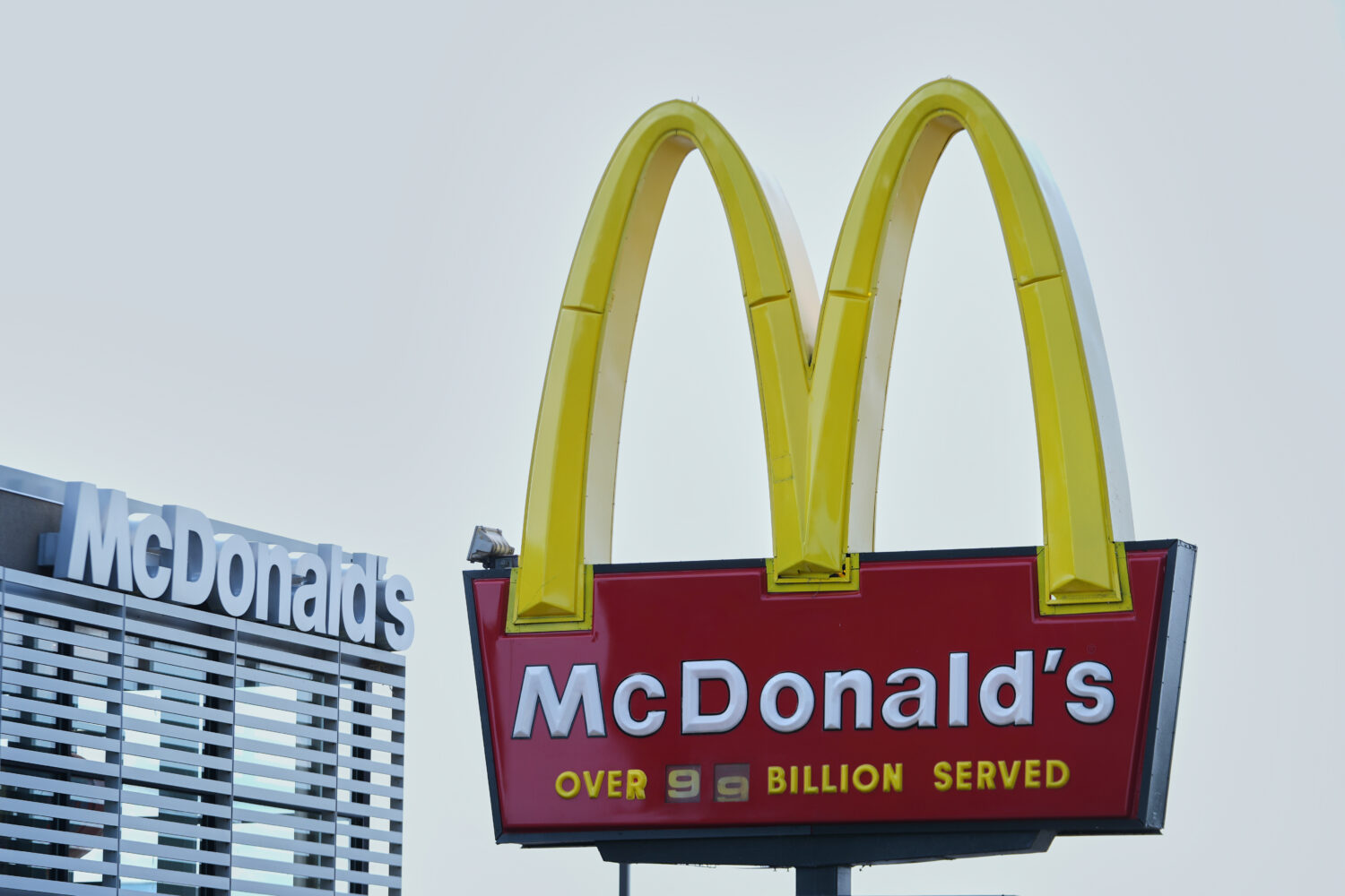 FILE - A McDonald's logo is shown at a restaurant in Warren, Mich., Tuesday, Sept. 2, 2025. (AP Pho...