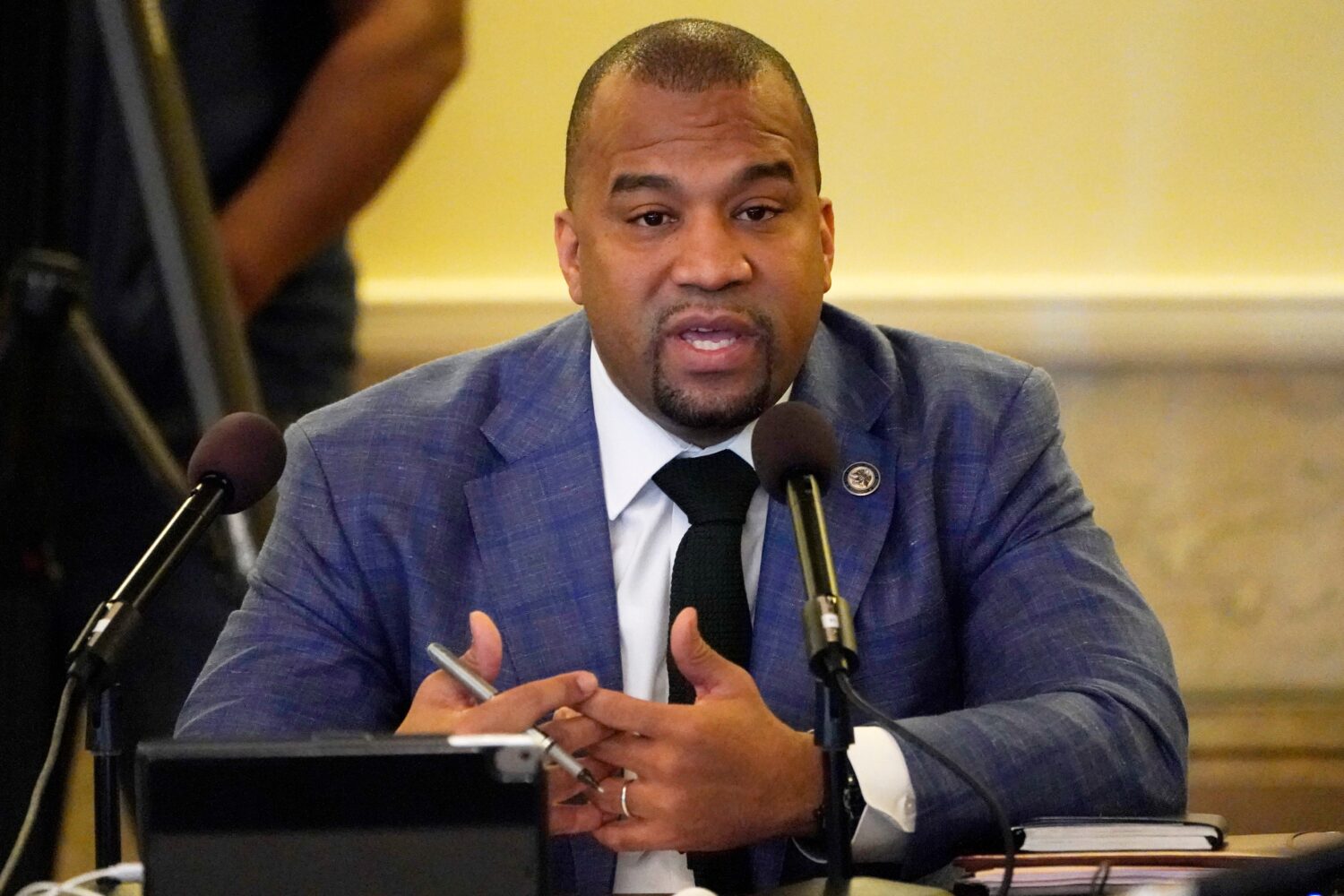 FILE - Hinds County District Attorney Jody Owens speaks at a Jackson Delegation Legislative Hearing...