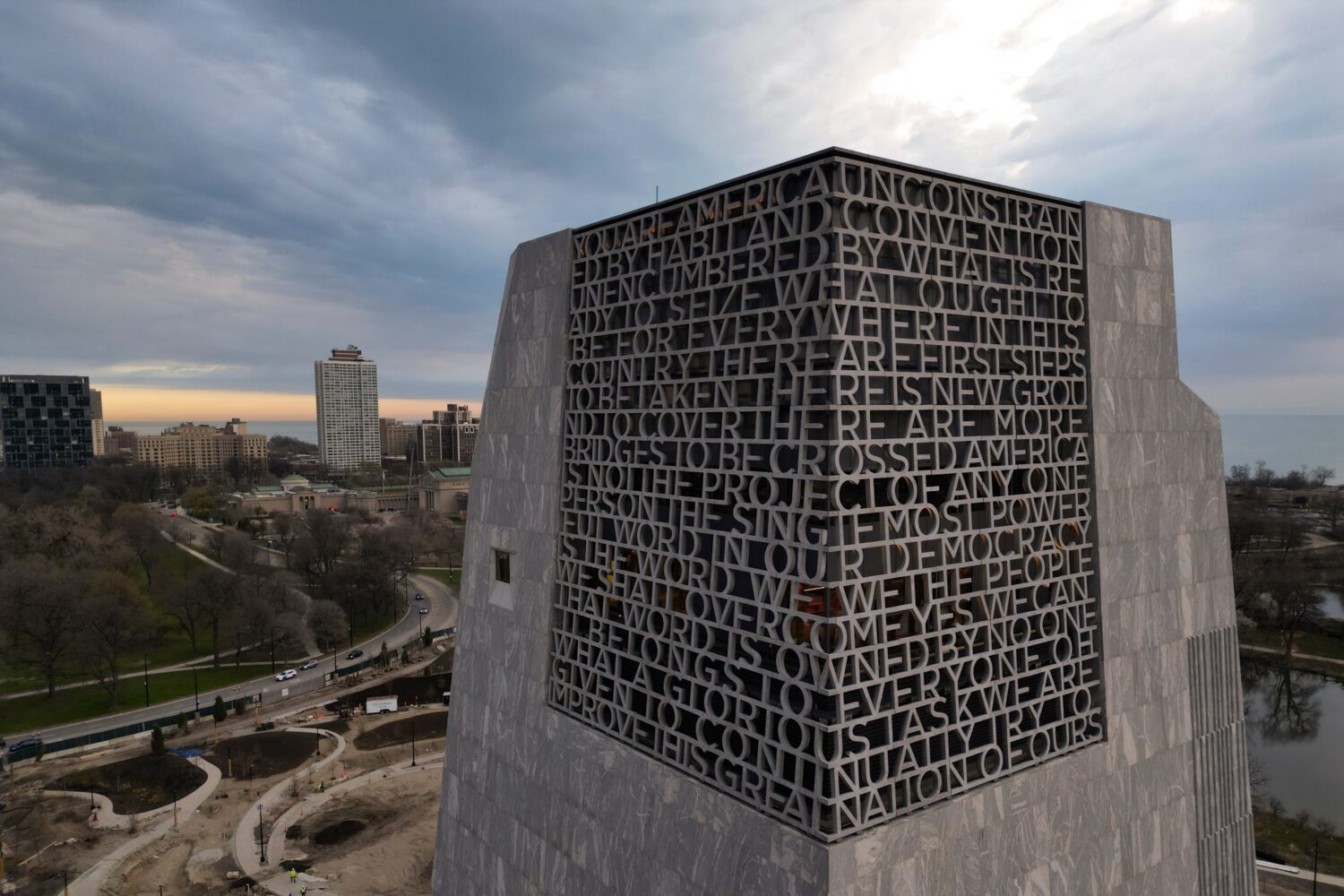 The Obama Presidential Center is seen Thursday, April 9, 2026, in Chicago. (AP Photo/Erin Hooley)Cr...