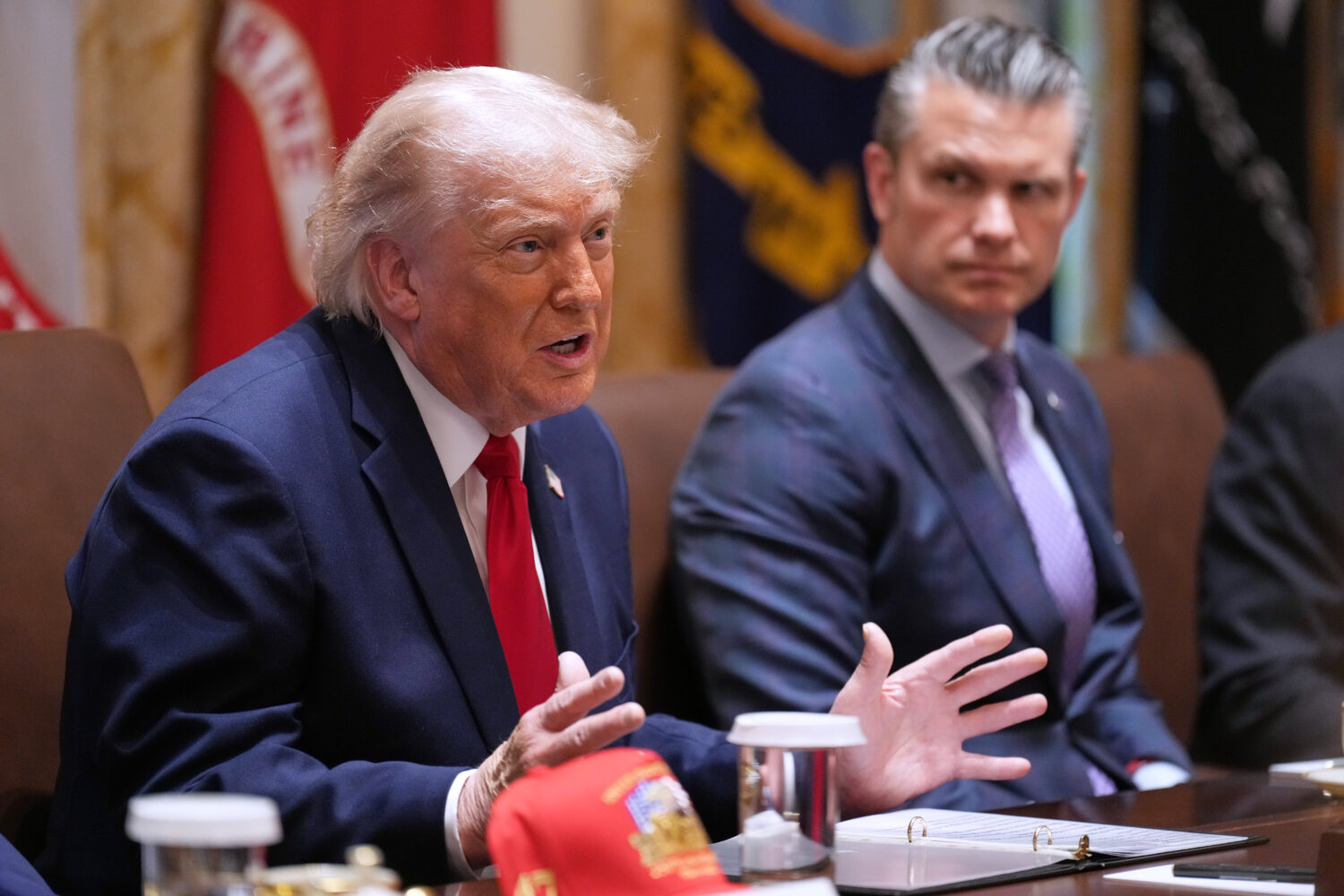 President Donald Trump speaks during a Cabinet meeting at the White House, Wednesday, May 27, 2026,...