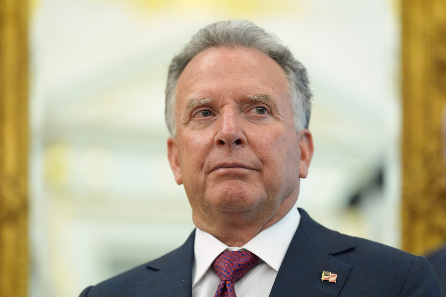 Steve Witkoff, special envoy to the Middle East, listens as President Donald Trump and NATO Secreta...