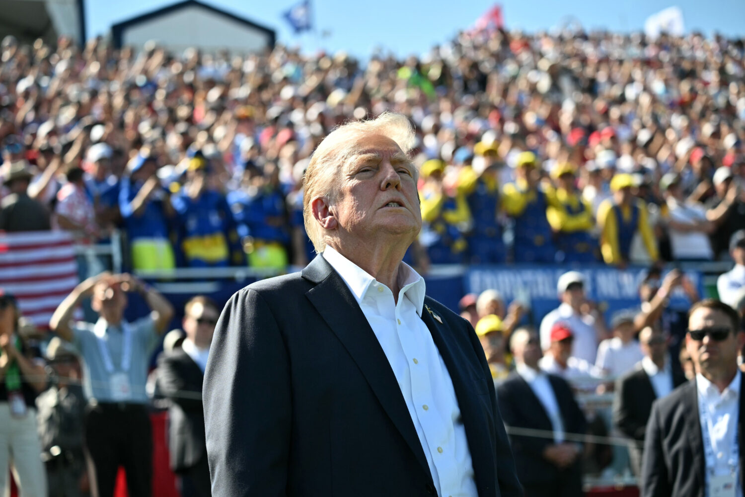 FILE - President Donald Trump attends the Ryder Cup golf tournament at Bethpage Black Golf Course i...