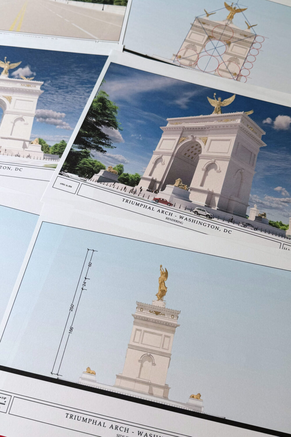 FILE - Artist renderings and diagrams for President Donald Trump's new triumphal arch released by t...