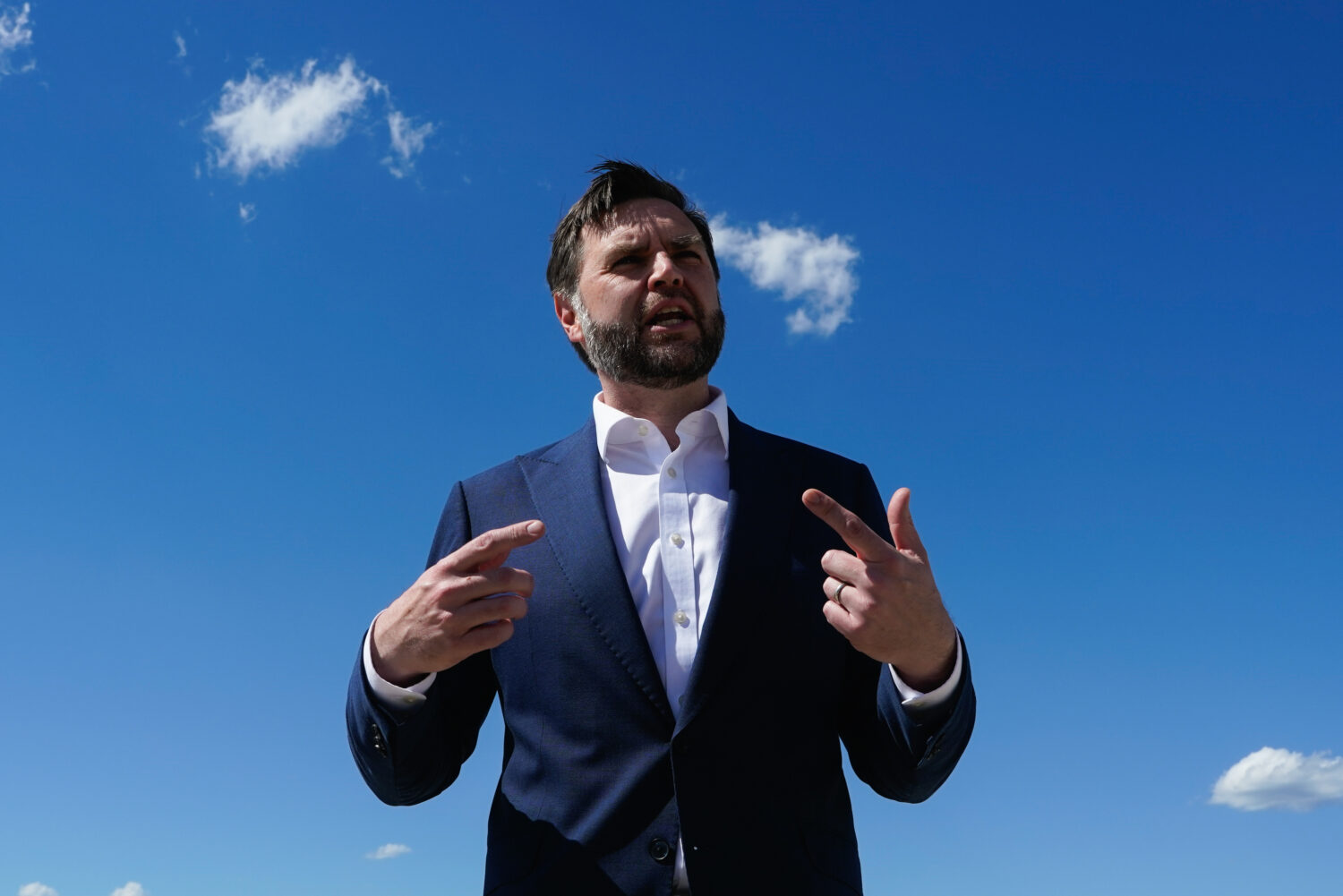 Vice President JD Vance speaks to reporters at Joint Base Andrews, Md., Saturday, June 20, 2026, en...