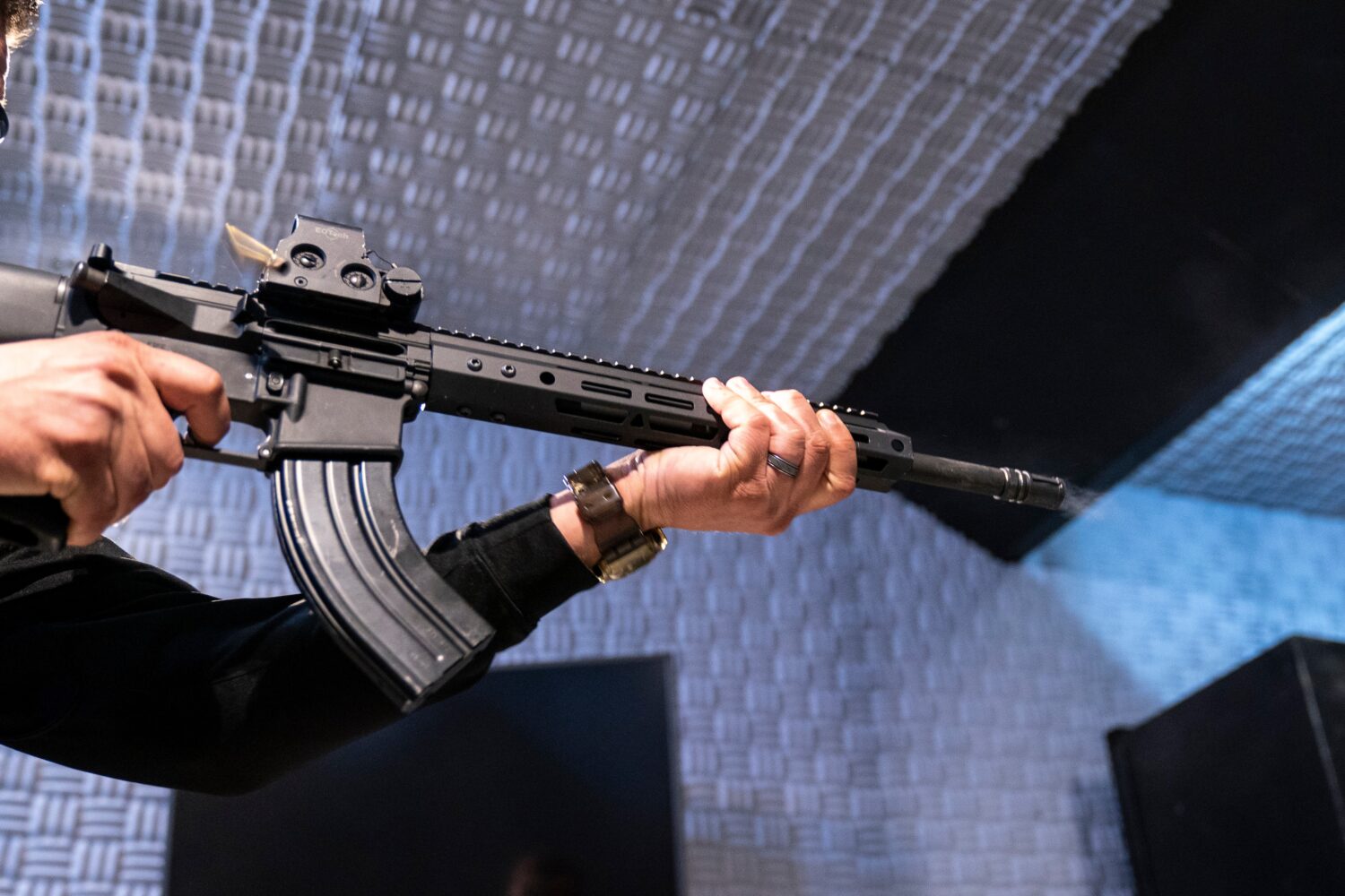 FILE - An AR-15 style rifle is fired at the Bureau of Alcohol, Tobacco, Firearms, and Explosives (A...
