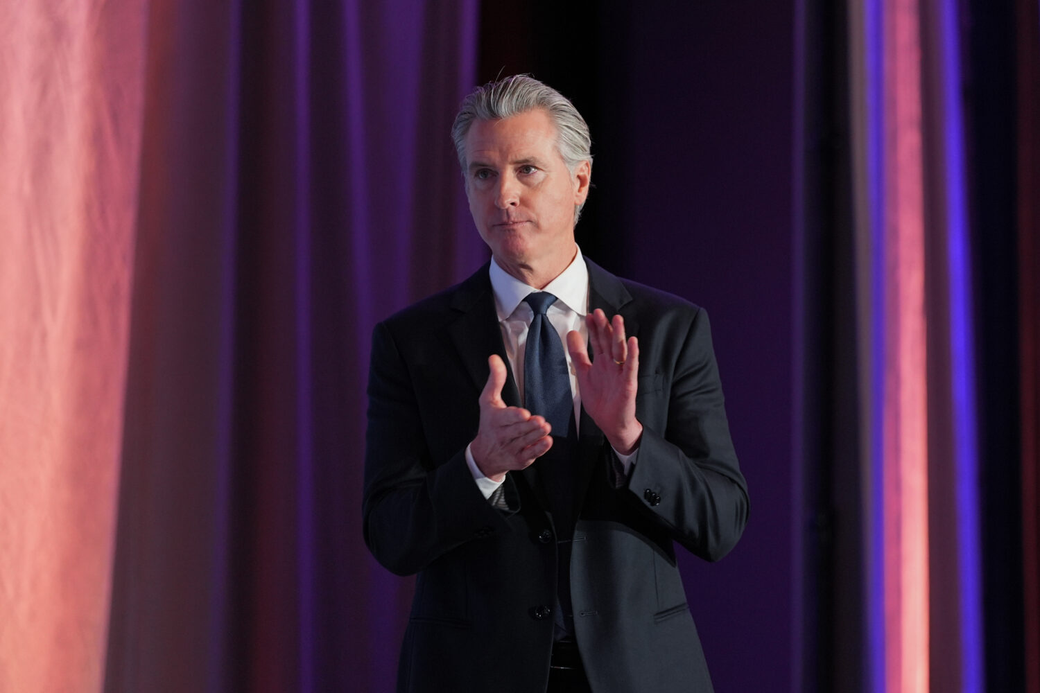 Gov. Gavin Newsom is introduced at the National Association of Latino Elected and Appointed Officia...