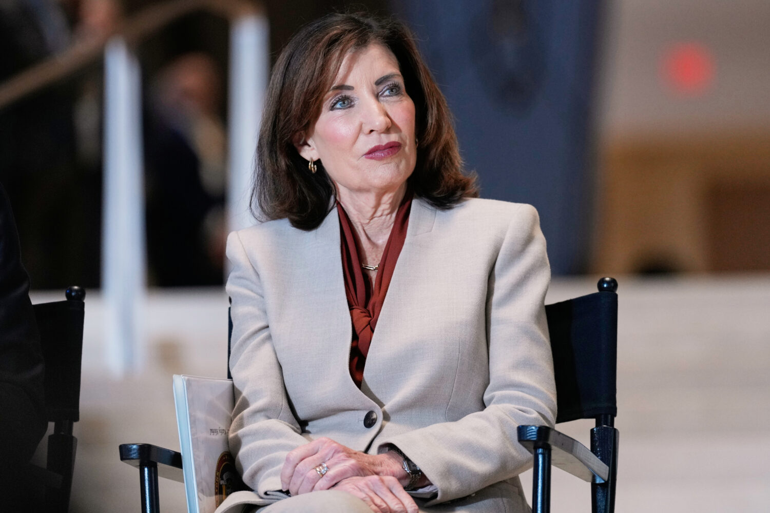FILE - New York Governor Kathy Hochul participates in a ribbon cutting ceremony at the new JPMorgan...
