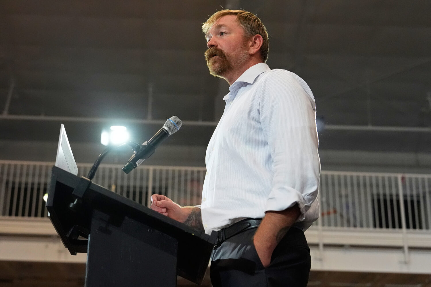 Democratic U.S. Senate candidate Graham Platner speaks during a primary election night watch party ...