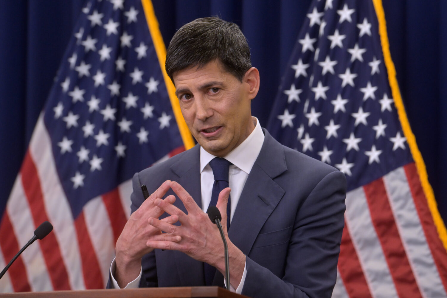 Federal Reserve Chairman Kevin Warsh speaks during a news conference following the Federal Open Mar...