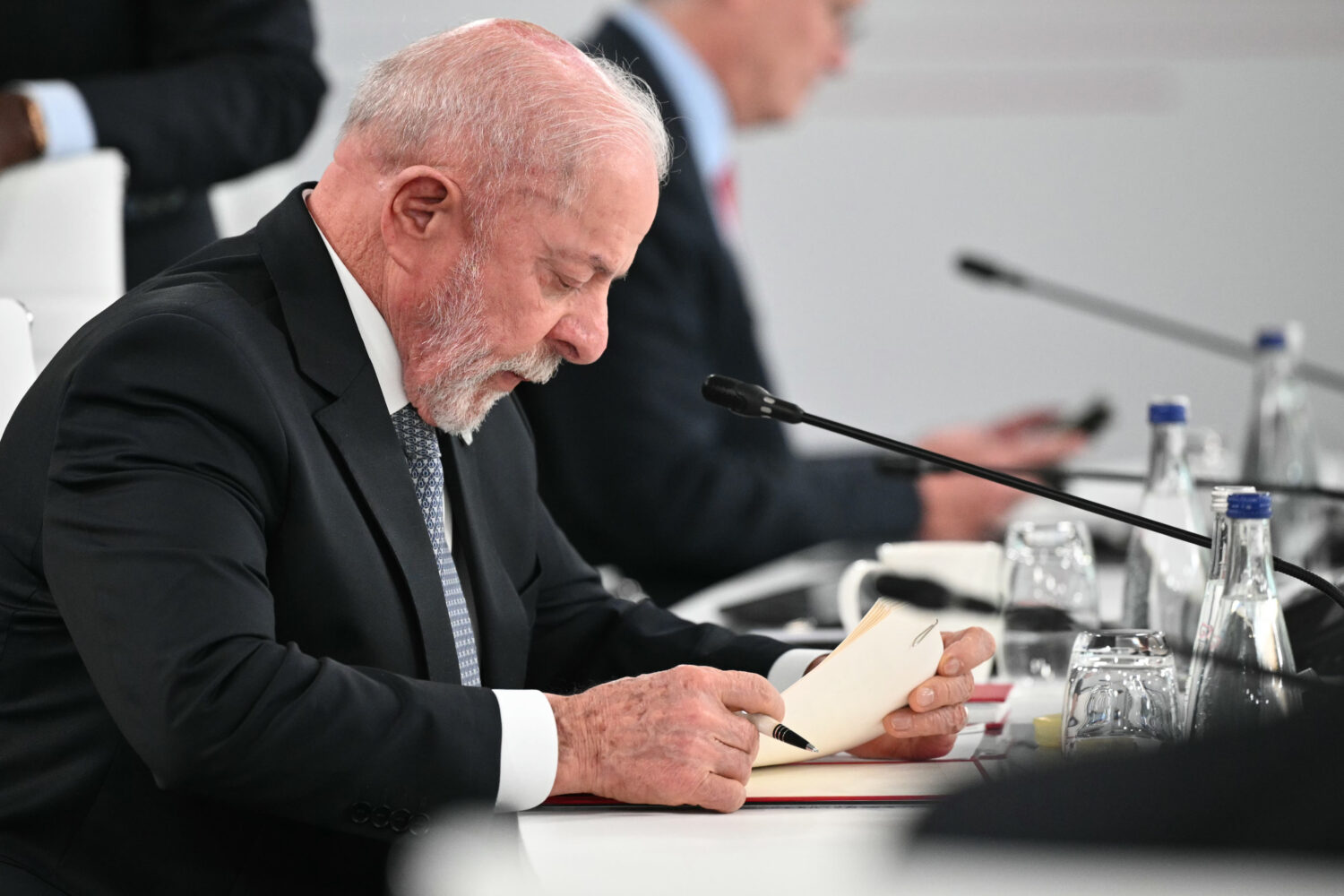 Brazil's President Luiz Inacio Lula da Silva attends a working session at the G7 summit, in Evian-l...
