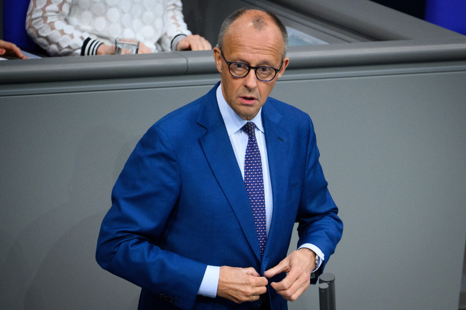 German Chancellor Friedrich Merz delivers a government statement on the current political situation...