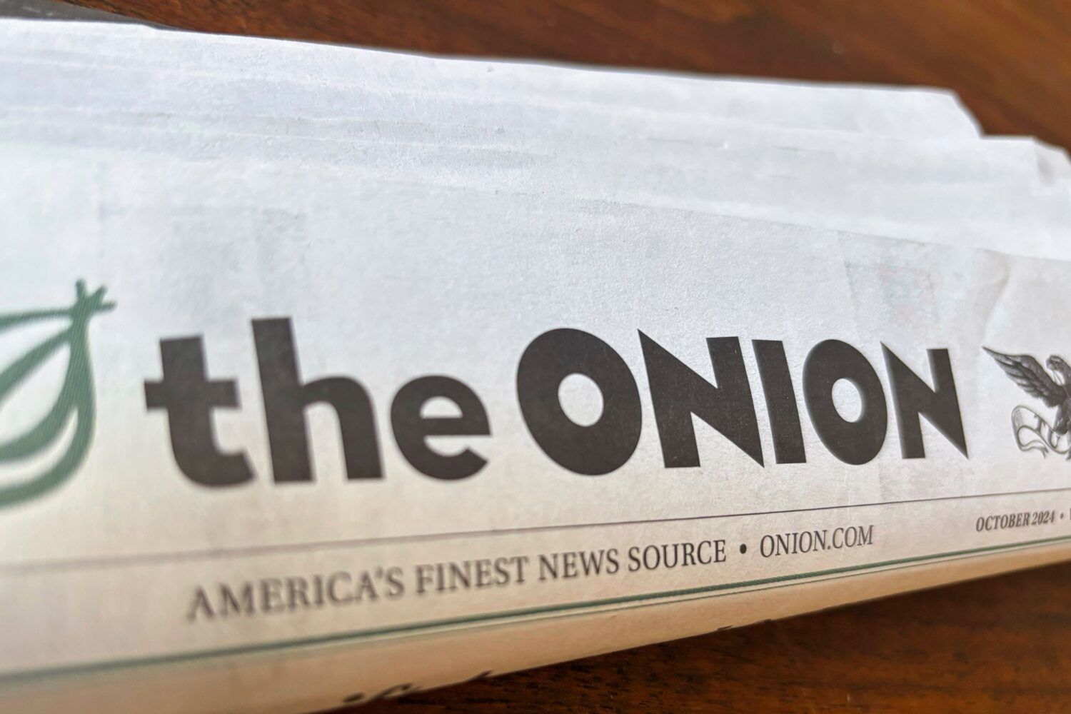 FILE - A copy of the satirical outlet The Onion is seen Nov. 14, 2024, in Little Rock, Ark. (AP Pho...