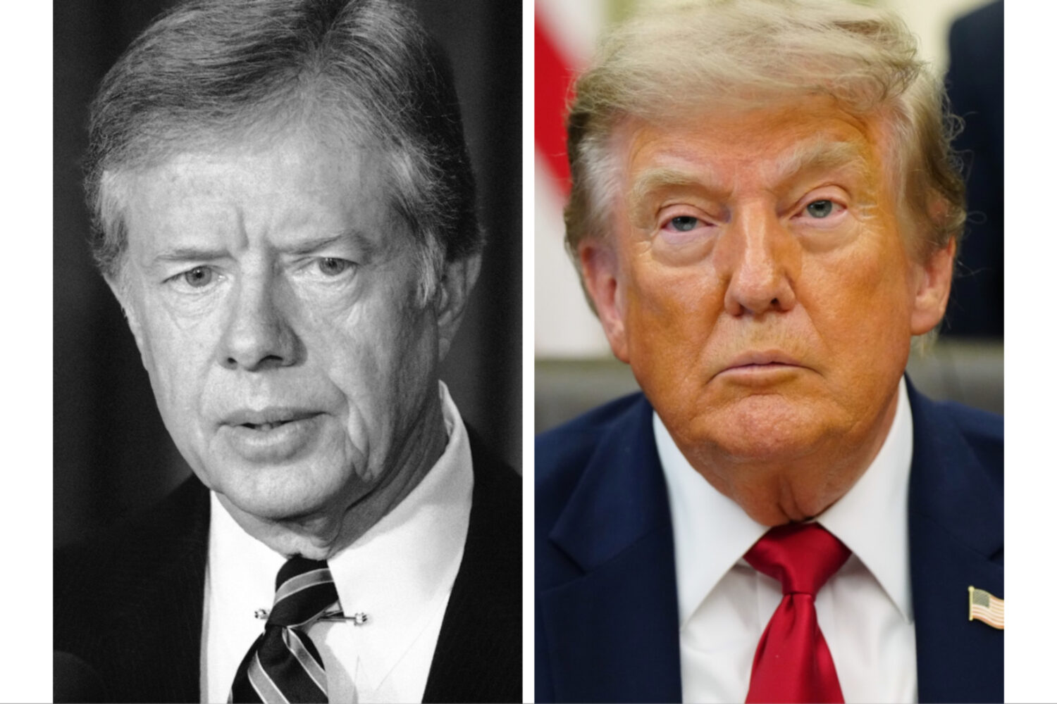 This combination of photos taken at the White House in Washington shows President Jimmy Carter, Nov...