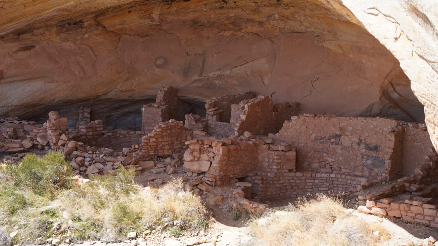 FILE - A section of ancient dwellings are seen during U.S. Interior Secretary Deb Haaland's tour al...
