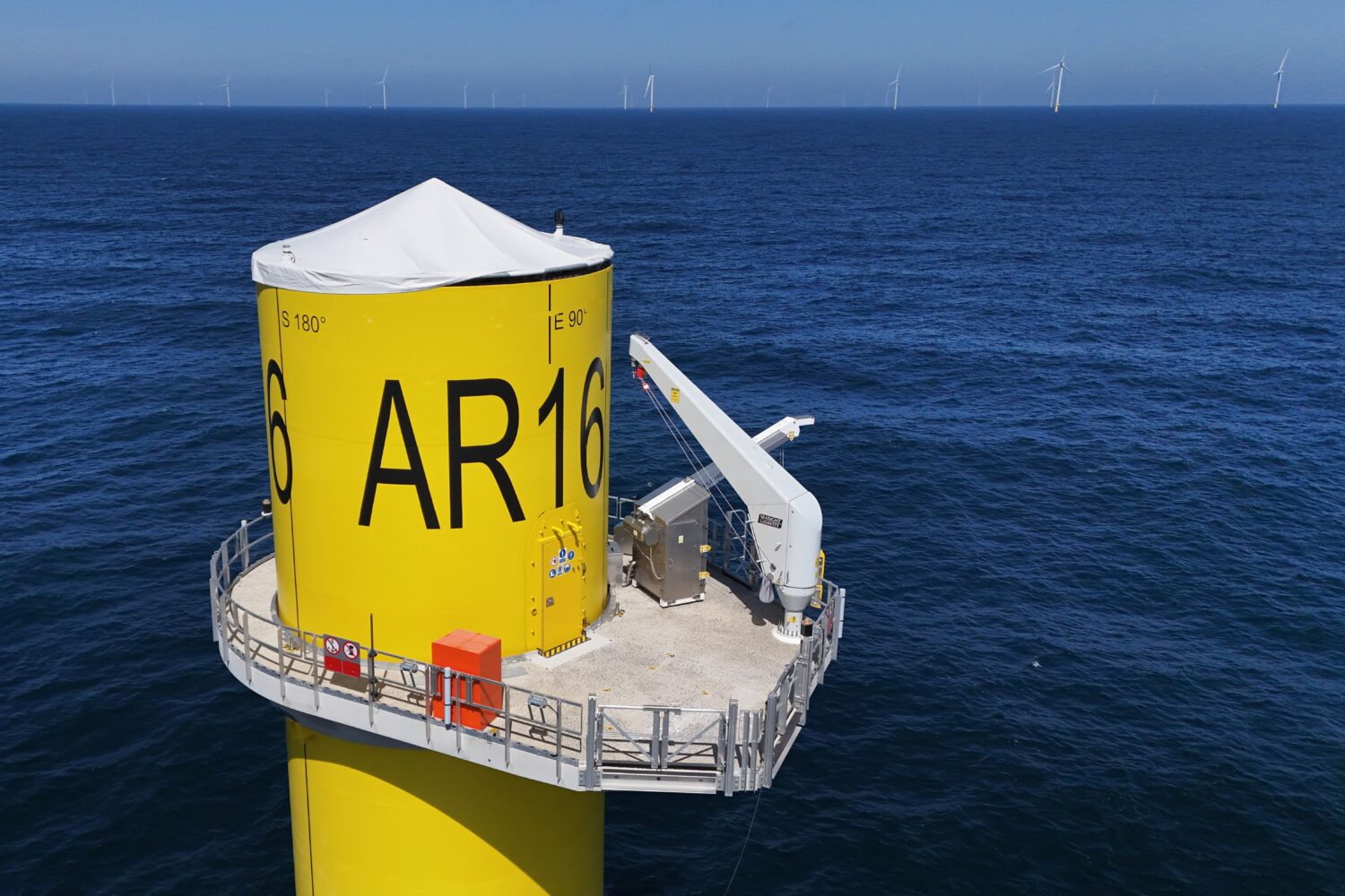 FILE - A wind turbine base is visible at Sunrise Wind offshore wind farm that is under construction...