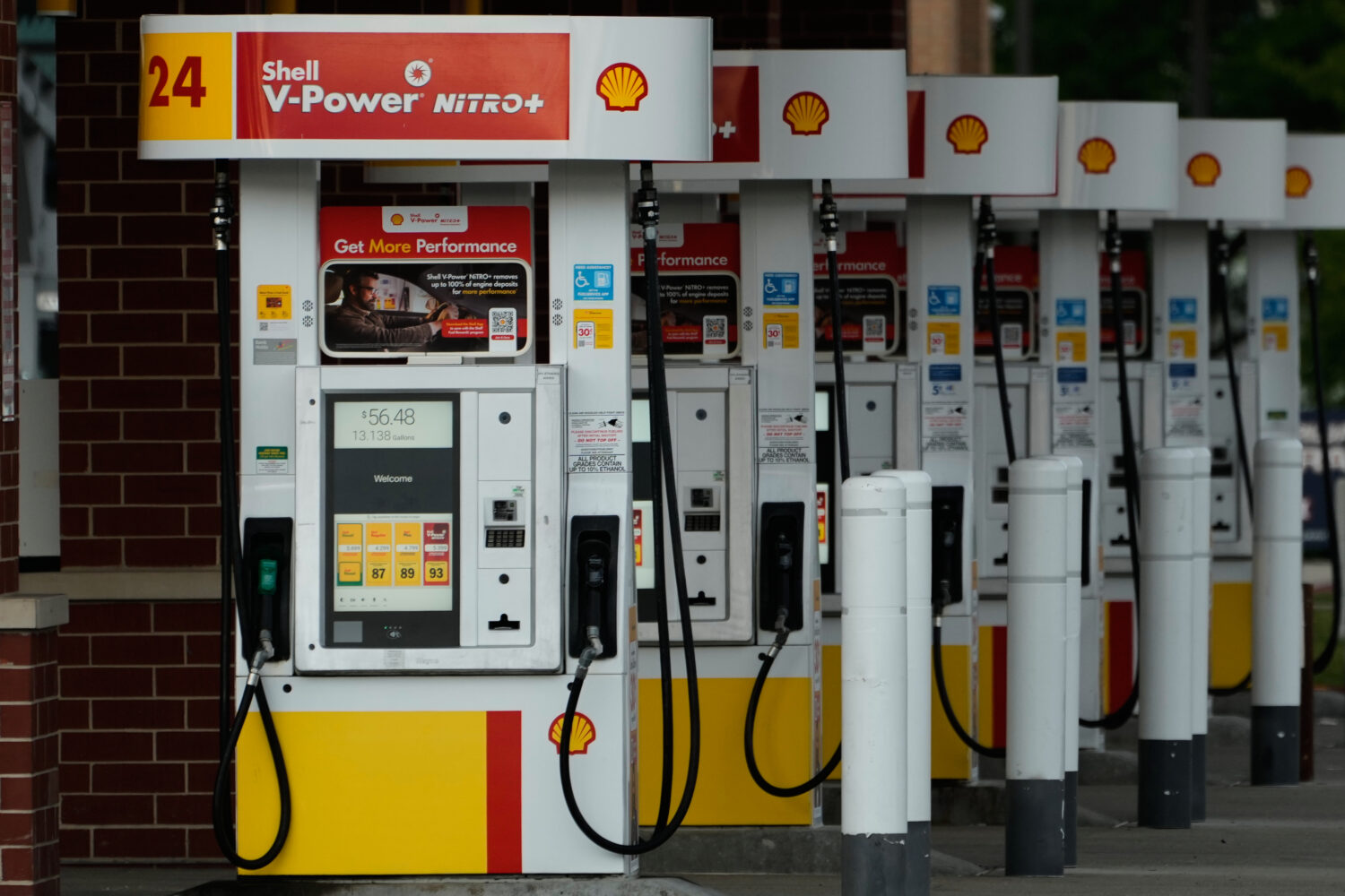 Gas pumps are seen at a gas station in Buffalo Grove, Thursday, June 25, 2026. (AP Photo/Nam Y. Huh...