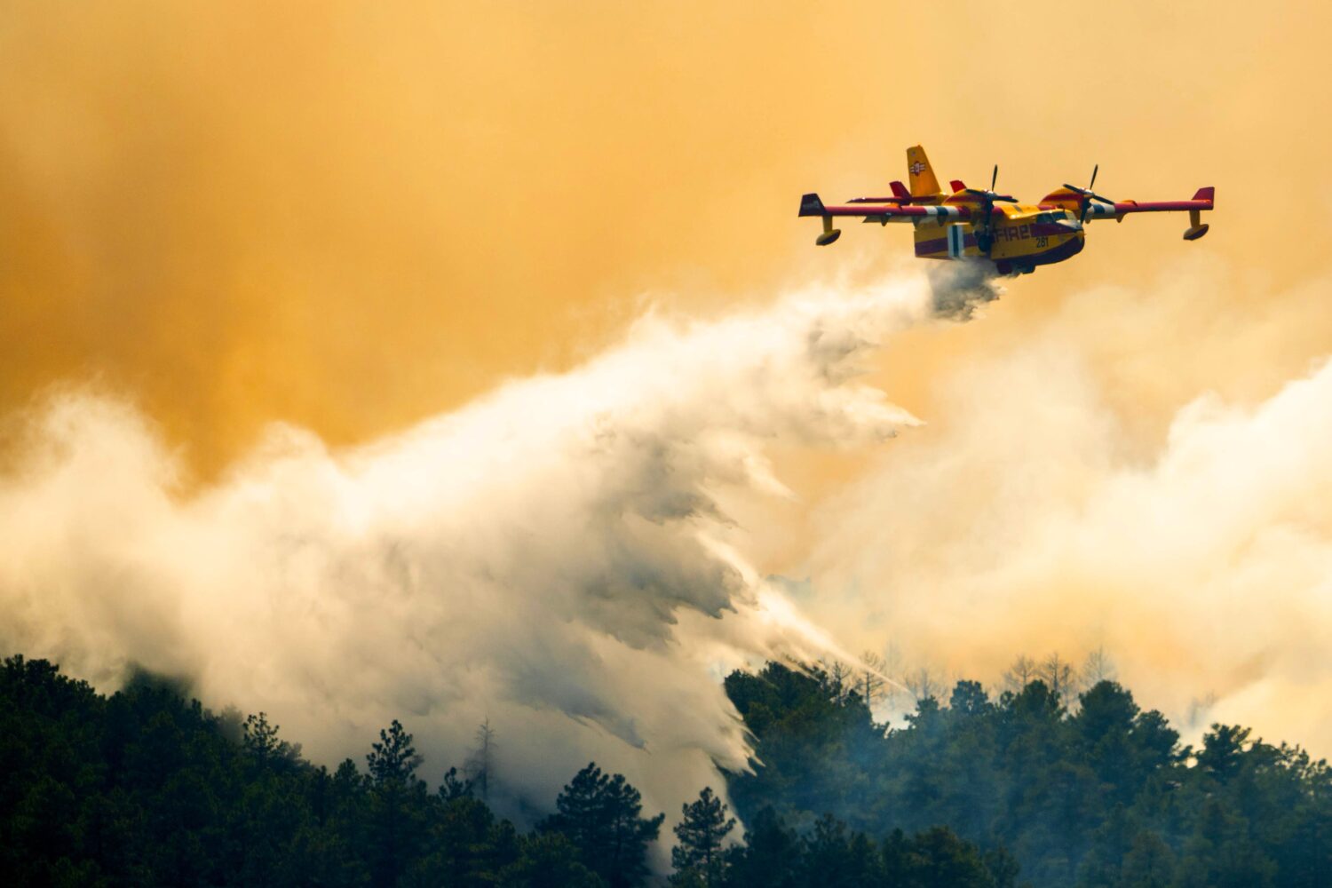 A plane drops a load of water on the Aspen Acres Fire near Colorado City, Colo., on Thursday, July ...