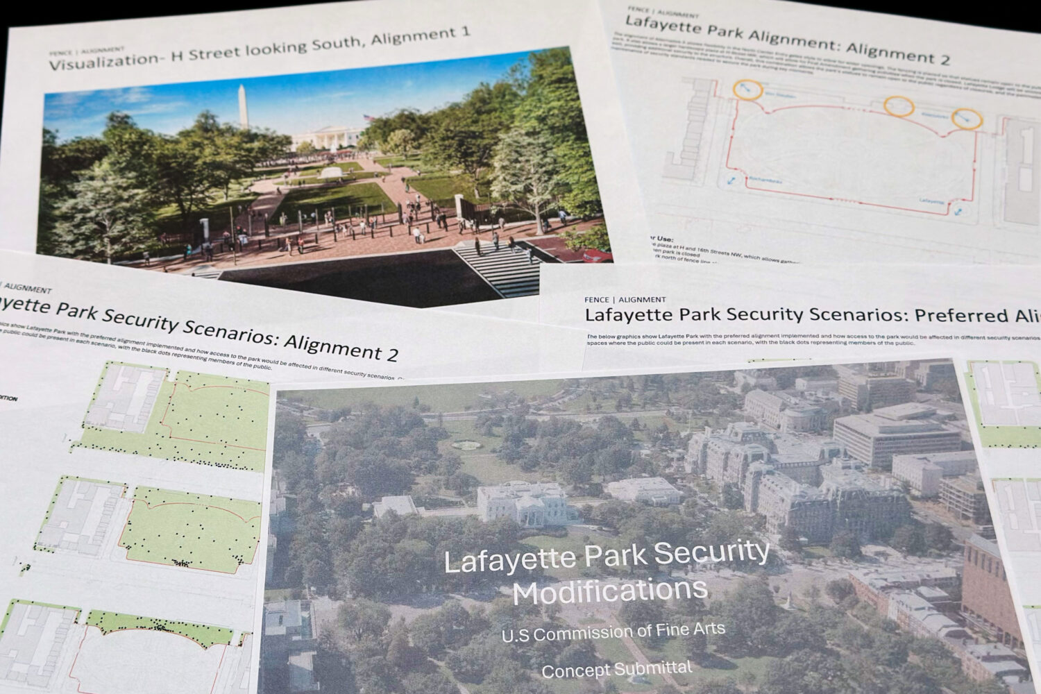 Part of a proposal to improve security at Lafayette Park, across from the White House, is photograp...