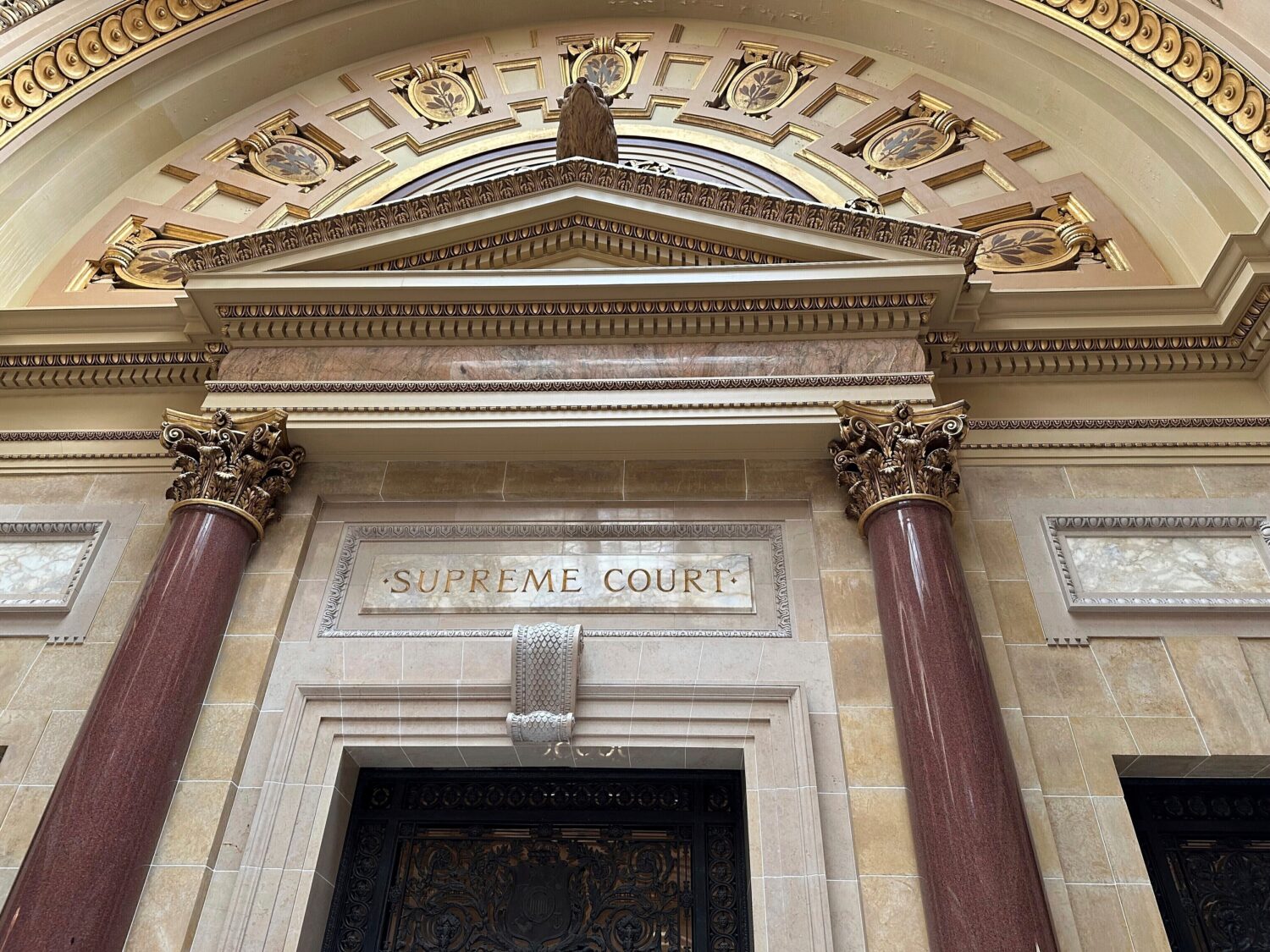 FILE - The entrance to the Wisconsin Supreme Court chambers is seen in the state Capitol in Madison...