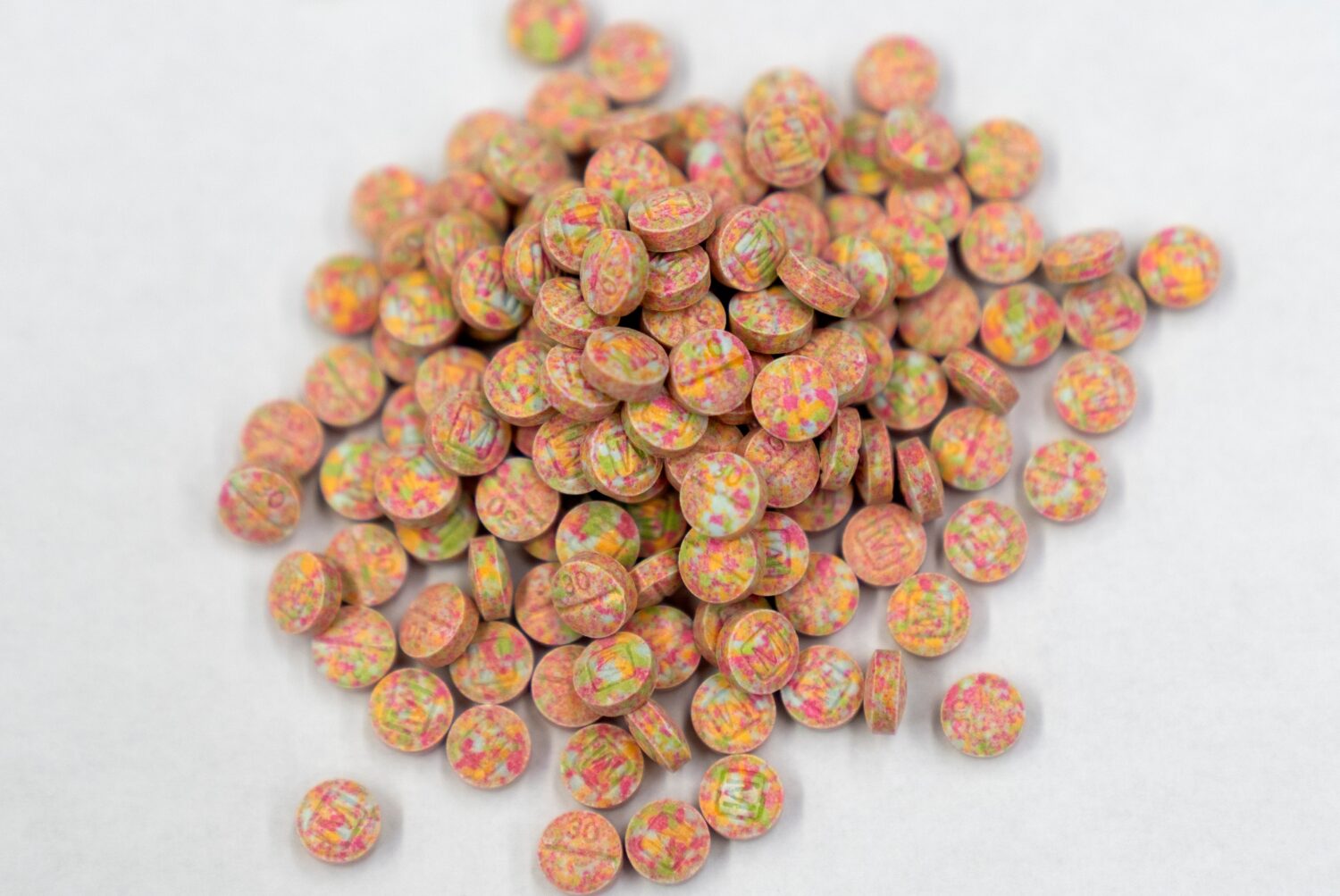 FILE - Fentanyl pills are displayed at a Drug Enforcement Administration research laboratory on Tue...